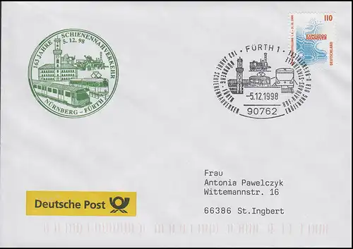 Schienennahverkehr Nürnberg-Fürth, Brief SSt Fürth Eröffnung der U-Bahn 5.12.98 
