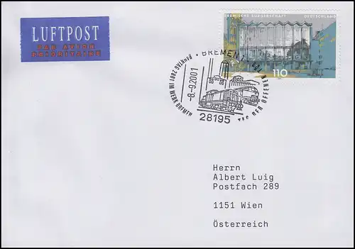 Bahntag 2001 im Werk Bremen & Diesellok und Bahnhof, Brief SSt Bremen 8.9.2001