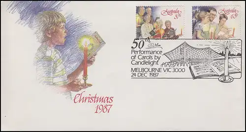 Australie: Noël 1987, 2 valeurs, ensemble sur les bijoux-FDC Melbourne 24.12.1987