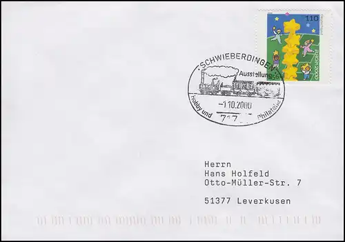 Eisenbahn-Ausstellung Hobby & Philatelie, Brief SSt Schwebedingen 1.10.2000