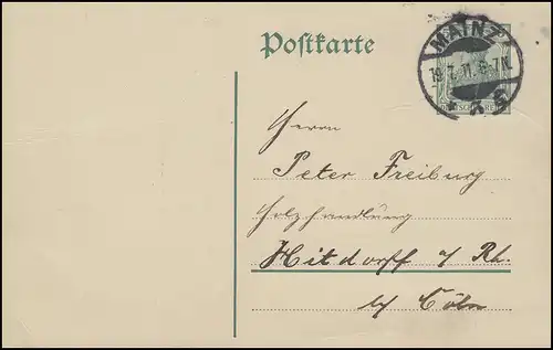 Carte postale P 90I Germania 5 Pf. MAINZ 3 g - 19.7.11 vers Hitdorf am Rhein