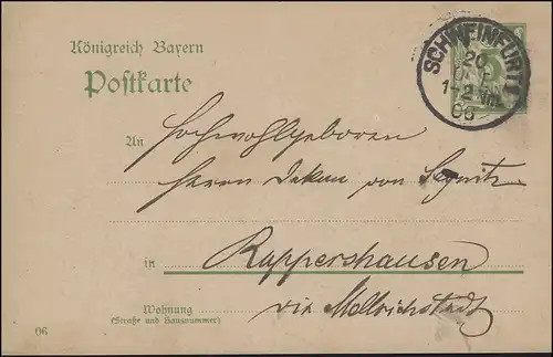 Carte postale P 66/04 chiffre sans WZ avec DV 06, PORC-FURT 1 - 20.10.1906