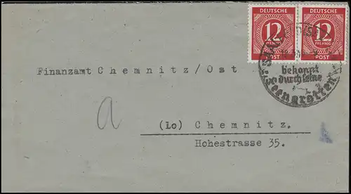 Gemeinschaft 919 Ziffern 12 Pf rot MeF Brief SSt SAALEFELD Feengrotten 18.3.46