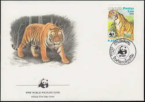 WWF World Wildlife Laos Indischer Tiger 1984, 2 Schmuck-FDC von 1984