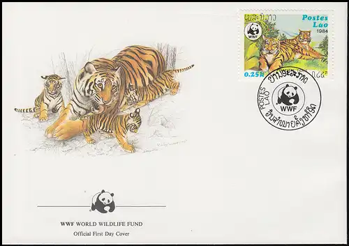 WWF World Wildlife Laos Indischer Tiger 1984, 2 Schmuck-FDC von 1984