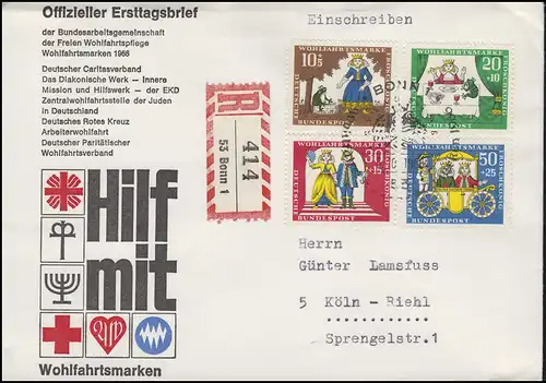 523-526 Märchen: Der Froschkönig, Satz auf Schmuck-R-FDC ESSt Bonn 5.10.1966