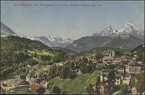 Ansichtskarte Berchtesgaden mit Watzmann und Schönfeldspitze, 23.6.25