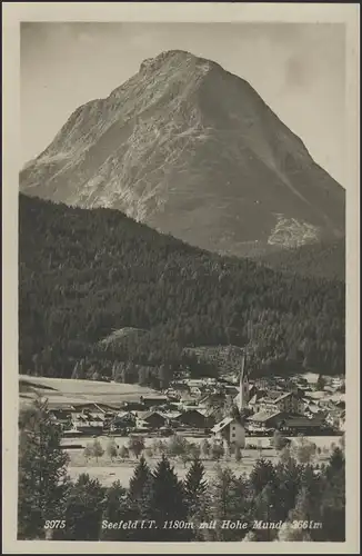 Ansichtskarte Seefeld/Tirol: Panorama mit Hohe Munde, Innsbruck-Reutte 26.6.29 