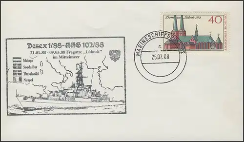 Poste de marine 02: Fregatte Lubeck en Méditerranée, 25.2.88