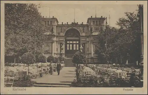 Ansichtskarte Karlsruhe: Festhalle, Grötzingen/Amt Durlach 14.7.1921 