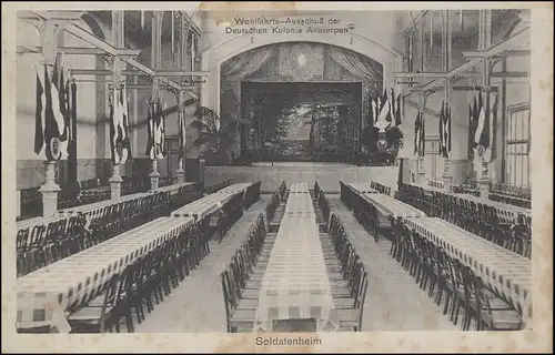 AK Wohlfahrts-Ausschuss der Deutschen Kolonie Antwerpen Soldatenheim, stockig