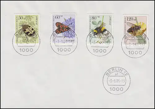 712-715 Les insectes pollinisants de jeunesse 1984 - Set sur la lettre blanche BERLIN 3.9.85