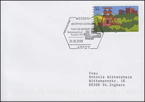 2355 Ruhrgbiet, Bf SSt Essen Lichtwochen 2010 Capitale européenne de la culture 24.10.2009