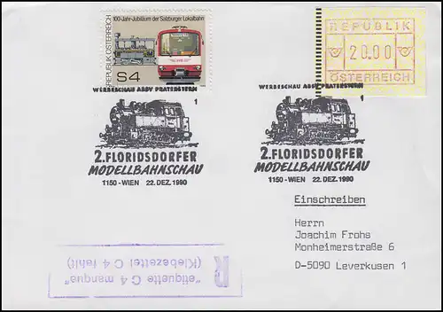 Floridsdorfer Modellbahnschau Not-R-Stempel Klebezettel fehlt SSt Wien 22.12.90