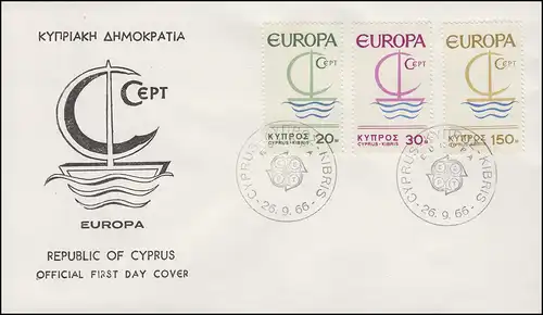 Zypern 270-272 Europa / CEPT 1966 - Satz auf Schmuck-FDC