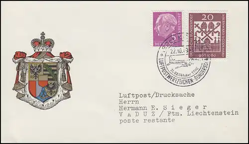 Luftpostwertzeichen-Sonderschau & Flugzeug, MiF Drucksache SSt Köln 22.10.1960