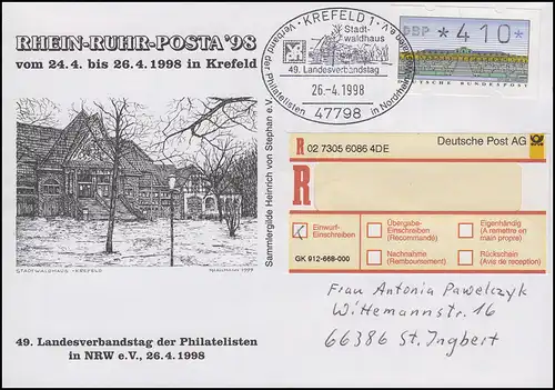 RHEIN-RUHR-POSTA'98 & LV-Tagung, EF R-Bf SSt Krefeld Stadtwaldhaus 24.4.1998