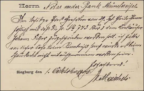 Germania 5 Pf. EF Carte postale Papierterie Michels SIEBOURG 2.10.05 n. Münsterifell