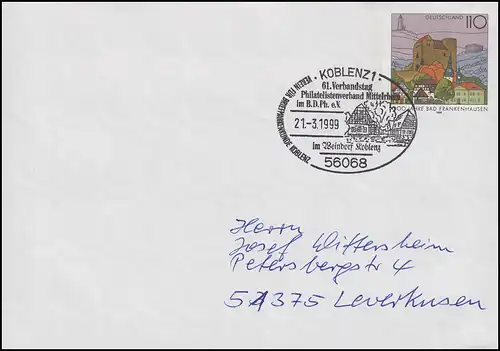 Plusbrief USo 1 Bad Frankenhausen, SSt Weindorf Koblenz & Verbandstag 21.3.1999