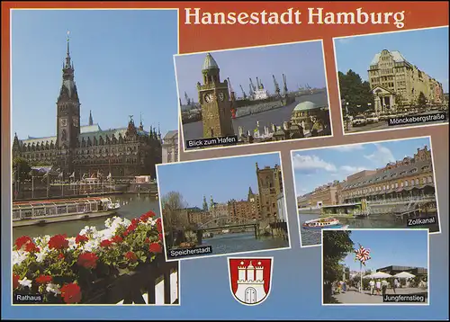 1591 Hambourg EF AK Hansestadt avec 6 vues SSt Hambourg Europa-Wek 25.4.1998