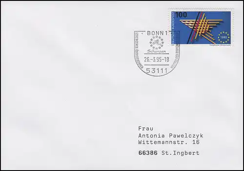 Schengener Übereinkommen & Wegfall der Binnengrenzen, EF Bf SSt Bonn 26.3.1995