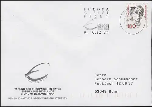 Europa Gipfel in Essen & Tagung Europäischer Rat, EF Brief Essen 9.12.1994