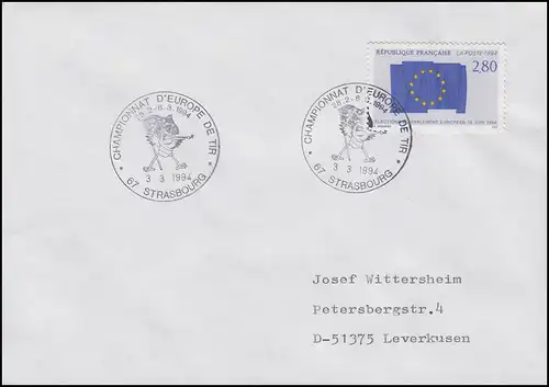 Frankreich: Europawahlen, EF Brief SSt Strassbourg Europameisterschaft 3.3.1994