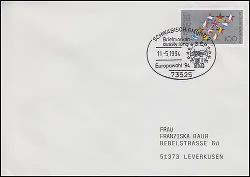 1724 Europa-Wahl, EF Bf SSt Schwäbisch Gmünd Europawahl & EU OSTALB 11.5.1994