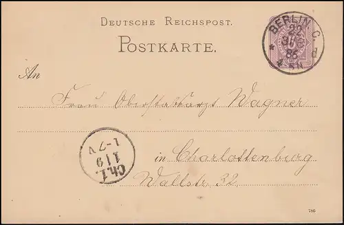 Carte postale P 12/02B, paragraphe 5 Pfennig DV 786, BERLIN 31.8.86 vers Charlottenburg