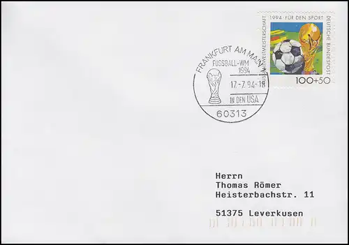 1718 Football, Bf SSt Frankfurt Foccer Coupe du monde 1994 aux États-Unis & FIFA 17.6.1994