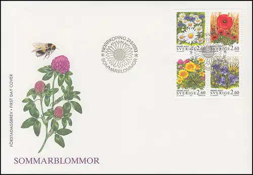 Suède Fleurs d'été 1781-1784 Impression en mH 183 sur bijoux FDC 1993