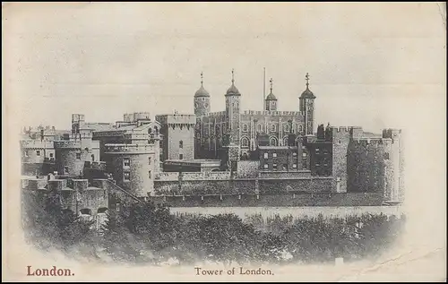 Ansichtskarte London: Tower of London, EF 104 König Edward 1 P. LONDON 27.9.1906