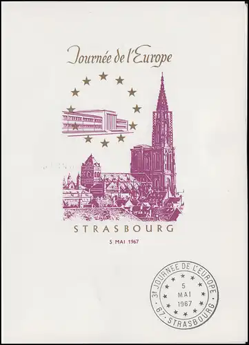 France Journée européenne 1967 Carte pliante 1556+2578 SSt Strasbourg 4.5.67 +5.5.67