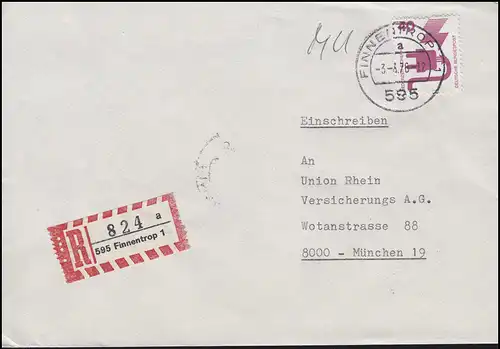 Bloc 11 Prix Nobel de la paix avec accident 40 Pf MiF R-Lettre FINNENTROP 3.4.76