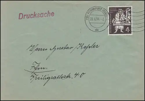 198 Gutenberg-Bibel 4 Pf. EF Orts-Drucksache FRANKFURT / MAIN 2 da - 28.6.54