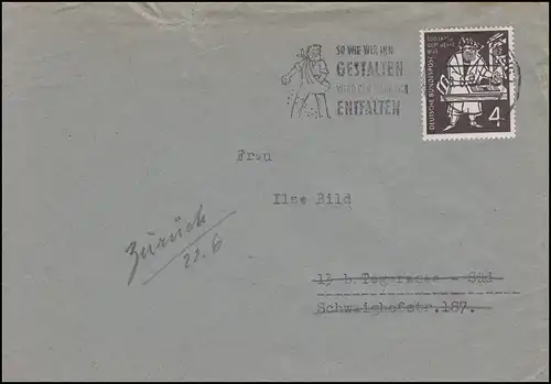 198 Gutenberg-Bibel 4 Pf. EF Drucksache BRAUNSCHWEIG 18.6.54 nach Tegernsee