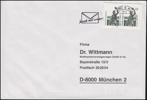 2x 60 Pf. Bavaria en tant que MeF sur lettre GARCHING 17.2.93