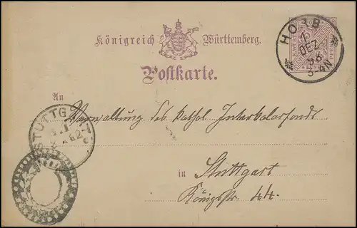 Württemberg DP 24, paragraphe 5 Pf Transports officiels HORB 1.12.98 vers STUTTGART 1.1.