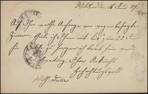 WURTZ P 30, paragraphe 5, p. WILDBAD in WÜRTTMBG 16.6.89 vers HEIDELBERG 16/06