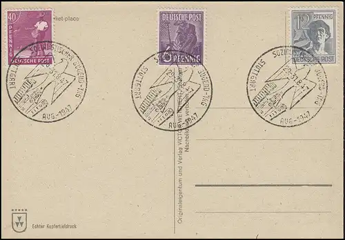 AK Stuttgart Marktplatz, MiF SSt STUTTGART Sozialistischer Jugendtag August 1947