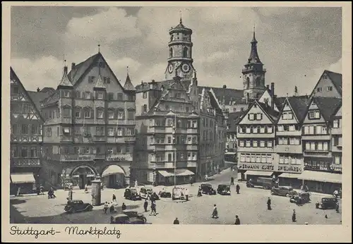 AK Stuttgart Marktplatz, MiF SSt STUTTGART Journée socialiste de la jeunesse août 1947