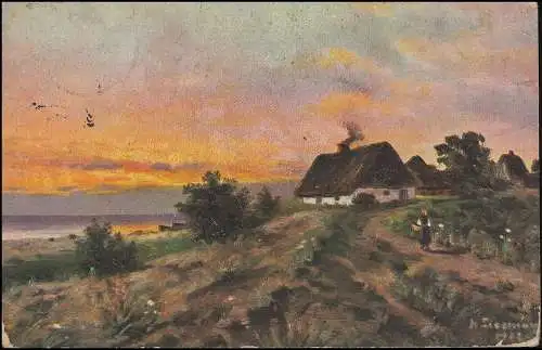 Carte de poste de terrain de XANTEN 18.10.15 sur AK maisons à la mer, par point