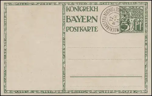 Bayern P 91I/01 Geburtstag 134x85 Medaillon, MÜHLHAUSEN / NEUSTADT a.D. 12.3.11