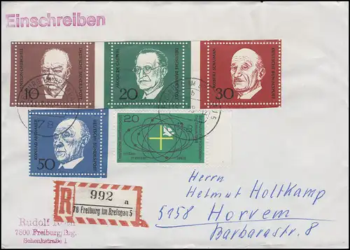554-557 Adenauer, Churchill, De Gasperi, Schuman aus Bl.4 R-Bf. FREIBURG 14.9.68