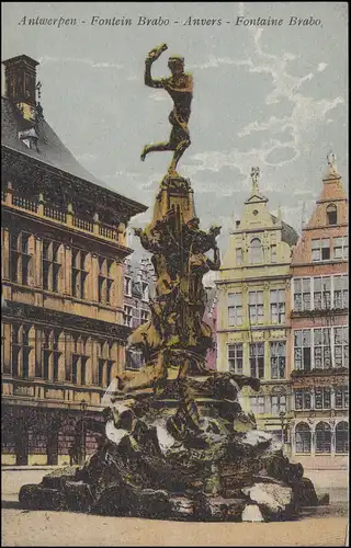 Belgique Carte de vue Anvers Aventur: Fontaine Brabo, 12.11.1926