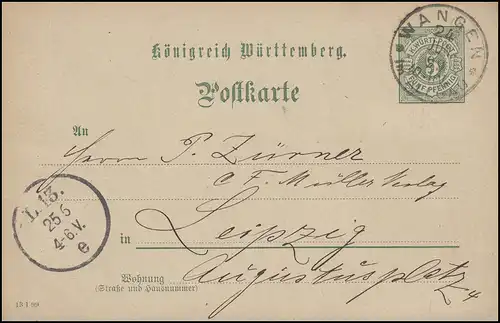 Carte postale P 37 avec DV: 13 1 99 de WANGEN 24.6.99 à Leipzig L.13.e -25.6.