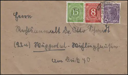 Conseil de contrôle I+II MiF Lettre WEIDENAU (SIEG) 30.9.47 à Wuppertal-Wichlinghausen