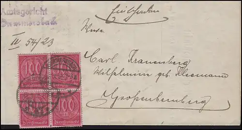 Service 74 chiffres 10x 100 Mark MeF Cour de l'Amtsgericht GUMMERSBACH après Grossebernberg