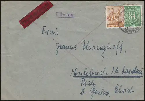 Kontrollrat I+II MiF Eil-Brief KLEINHEUBACH 29.6.47 n. Eschbach bei Landau/Pfalz