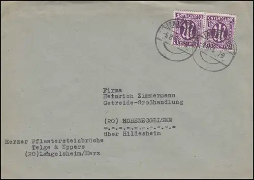 AM-Post 12 Pf. Paar MeF Fern-Brief LANGELSHEIM 9.8.46 nach Hoheneggelsen